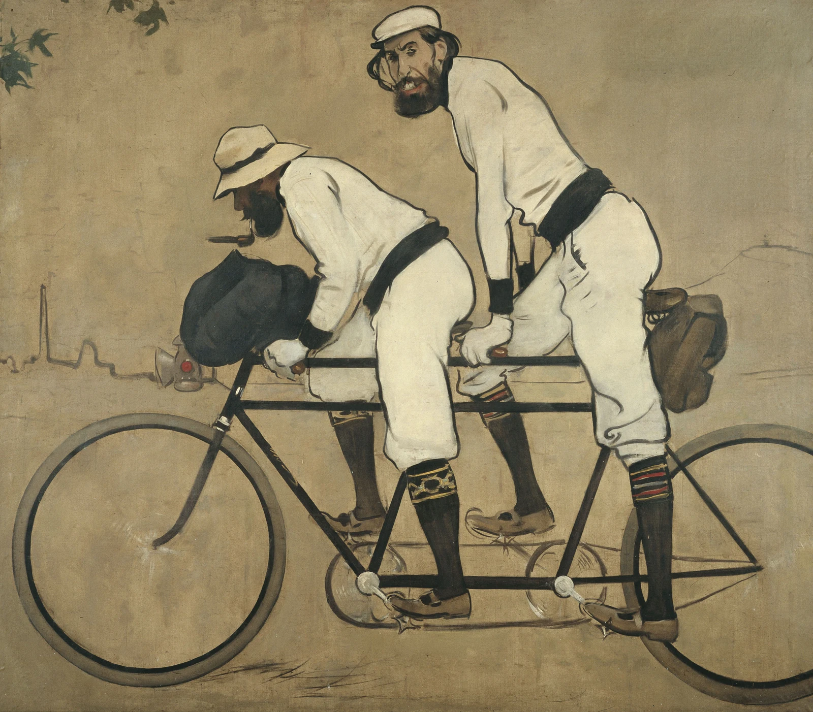 Ramon Casas y Pere Romeu en un tándem, pintura de 1897 conservada en el MNAC